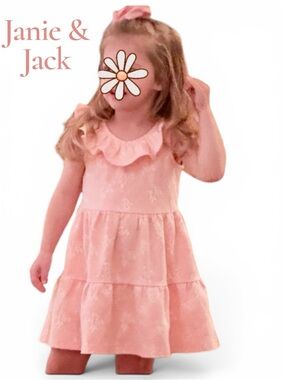 Janie & Jack Salmon-Pink Tiered Ruffle, Sleeveless Dress ~ Sz 3T